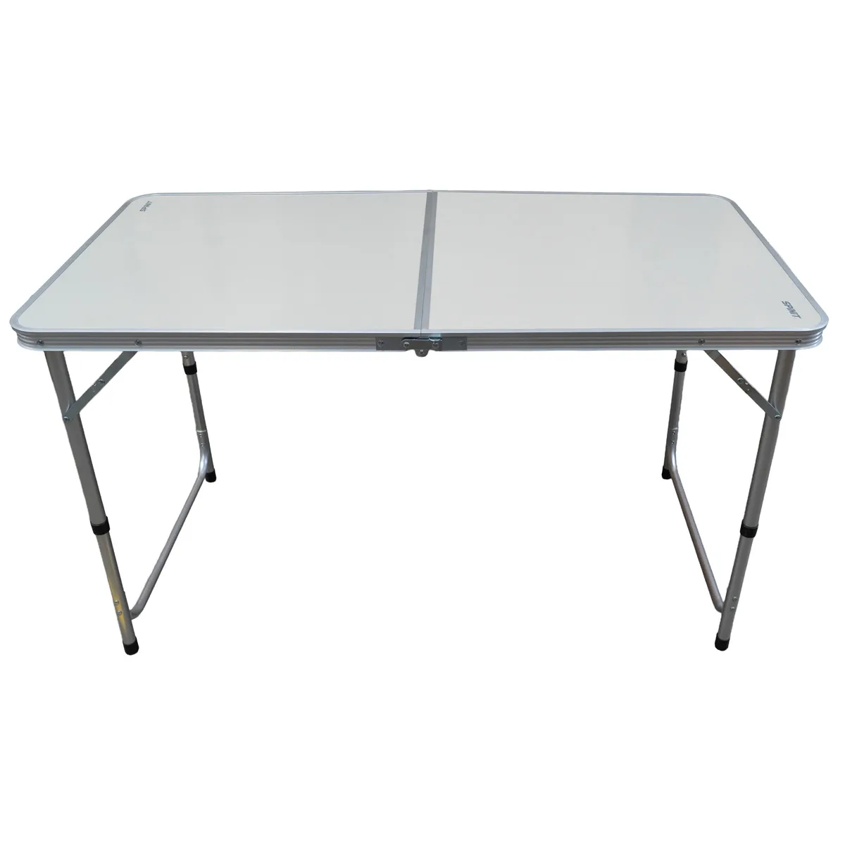 600027 MESA PLEGABLE SPINIT 120X60X70 ALU+GRIS PLATA-01 Mesa plegable para exterior estructura de aluminio y acero - Plateado - Imagen 1