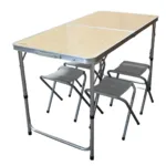 Set mesa plegable de camping con 4 bancos Madera Clara - Imagen 2