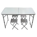 Set mesa plegable de camping con 4 bancos Acero