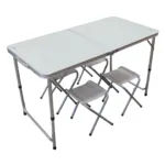 Set mesa plegable de camping con 4 bancos Acero - Imagen 2