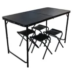 Set mesa plegable de camping con 4 bancos Madera Oscura - Imagen 2