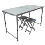 Set mesa plegable con 2 bancos de aluminio - Imagen 2