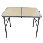 Mesa plegable estructura de acero y aluminio para camping Madera Clara 80x60x70 cm