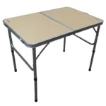 Mesa plegable estructura de acero y aluminio para camping Madera Clara 80x60x70 cm - Imagen 2