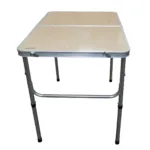 Mesa plegable estructura de acero y aluminio para camping Madera Clara 80x60x70 cm - Imagen 3