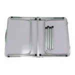 Mesa plegable estructura de acero y aluminio para camping Madera Clara 80x60x70 cm - Imagen 5