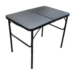 Mesa plegable de aluminio alto regulable camping Negro/Bambú - Imagen 6