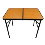 Mesa plegable de aluminio alto regulable camping Negro/Bambú