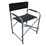 Sillón director plegable de acero Resistente, cómodo y práctico para camping - Negro