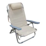 Silla reposera baja reclinable de aluminio para playa y camping 4 posiciones