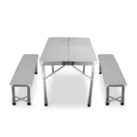 Mesa de aluminio para Camping con 2 bancos